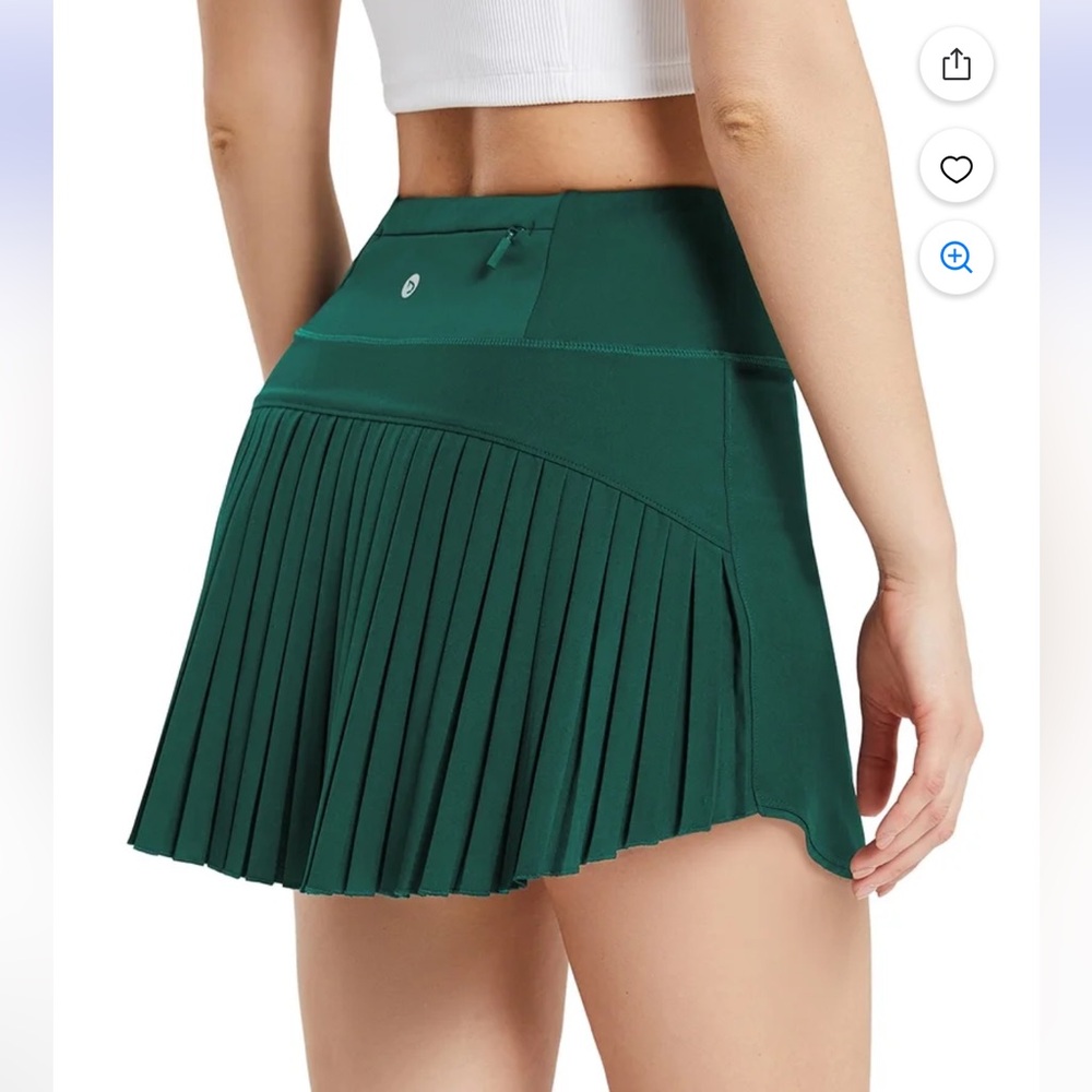 Baleaf Pleated Tennis Kelly Green Skort Pockets High Waisted Athletic XL
